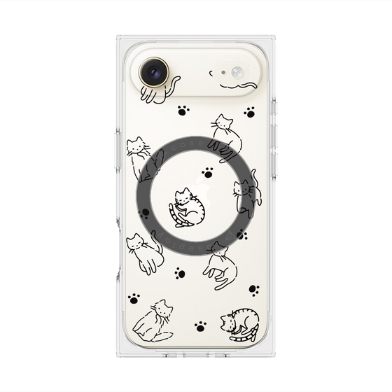 Premium Square Case with MagSafe［ Original - CASEPLAY Cat All-over Pattern - black ］