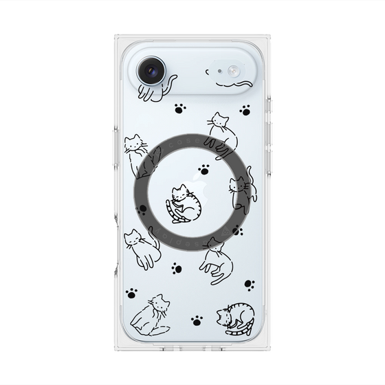 Premium Square Case with MagSafe［ Original - CASEPLAY Cat All-over Pattern - black ］