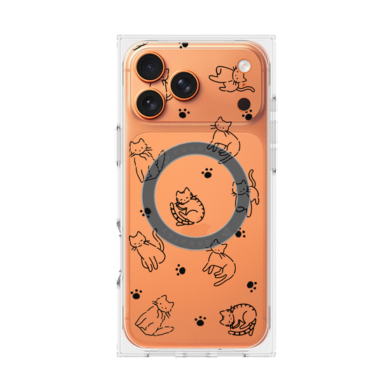 Premium Square Case with MagSafe［ Original - CASEPLAY Cat All-over Pattern - black ］