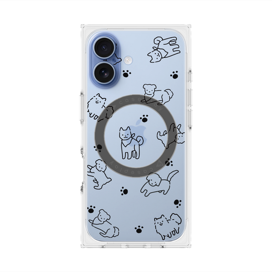 Premium Square Case with MagSafe［ Original - CASEPLAY Dog All-over Pattern - black ］