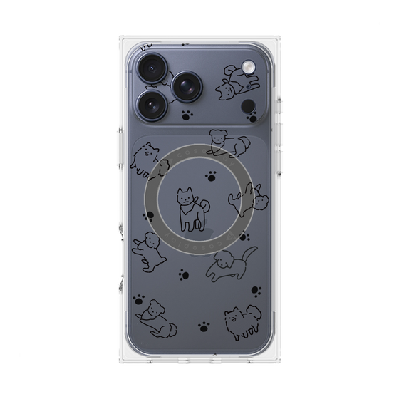 Premium Square Case with MagSafe［ Original - CASEPLAY Dog All-over Pattern - black ］