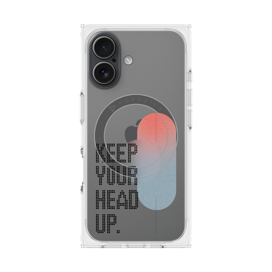 Premium Square Case with MagSafe［ Original - Dot Overlay - KEEP YOUR HEAD UP/A ］