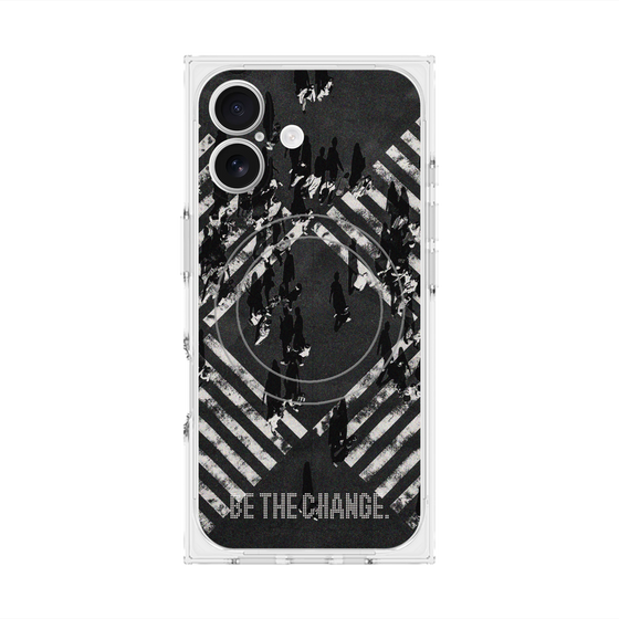 Premium Square Case with MagSafe［ Original - Dot Overlay - BE THE CHANGE/B ］