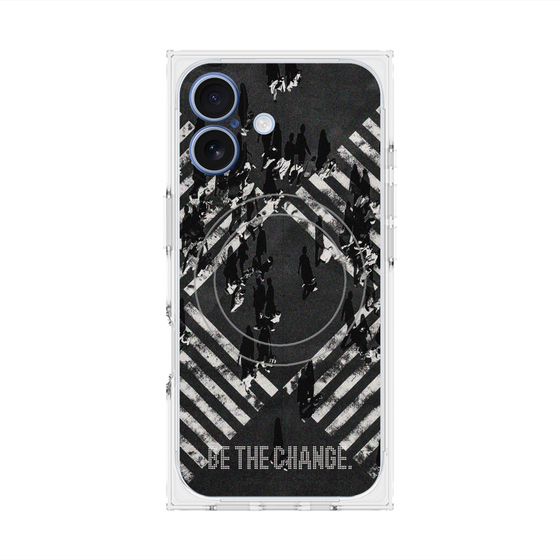 Premium Square Case with MagSafe［ Original - Dot Overlay - BE THE CHANGE/B ］