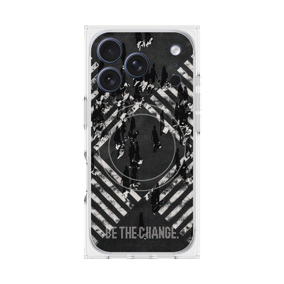 Premium Square Case with MagSafe［ Original - Dot Overlay - BE THE CHANGE/B ］