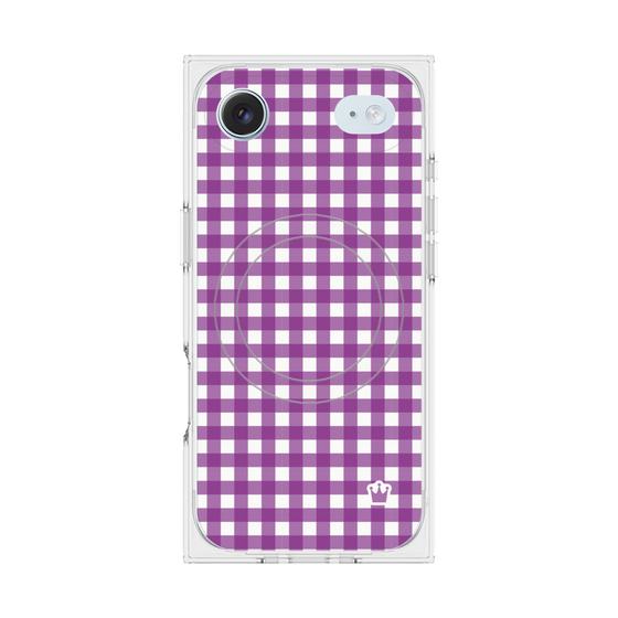 Premium Square Case with MagSafe［ Checkered Purple ］