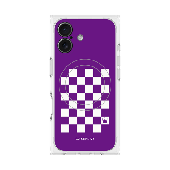Premium Square Case with MagSafe［ Racing Checkered Flag Purple ］