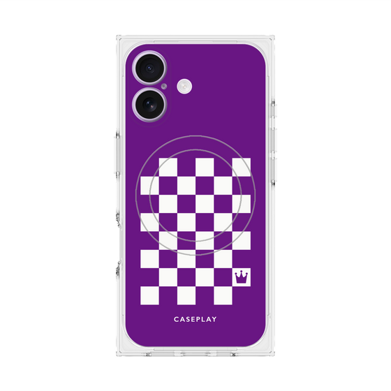 Premium Square Case with MagSafe［ Racing Checkered Flag Purple ］
