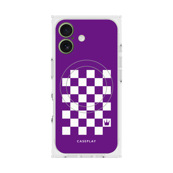 Premium Square Case with MagSafe［ Racing Checkered Flag Purple ］