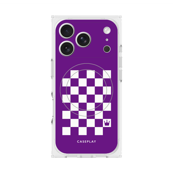 Premium Square Case with MagSafe［ Racing Checkered Flag Purple ］