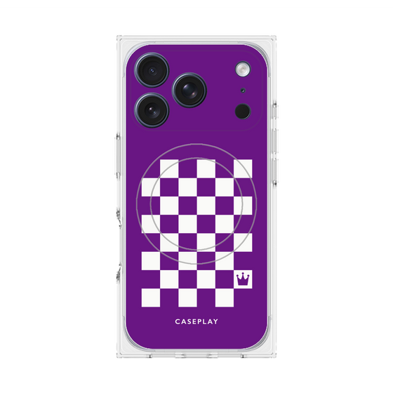 Premium Square Case with MagSafe［ Racing Checkered Flag Purple ］