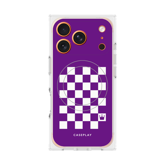 Premium Square Case with MagSafe［ Racing Checkered Flag Purple ］