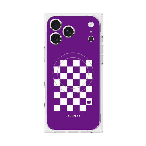 Premium Square Case with MagSafe［ Racing Checkered Flag Purple ］