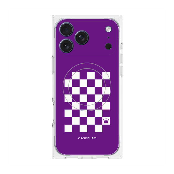 Premium Square Case with MagSafe［ Racing Checkered Flag Purple ］