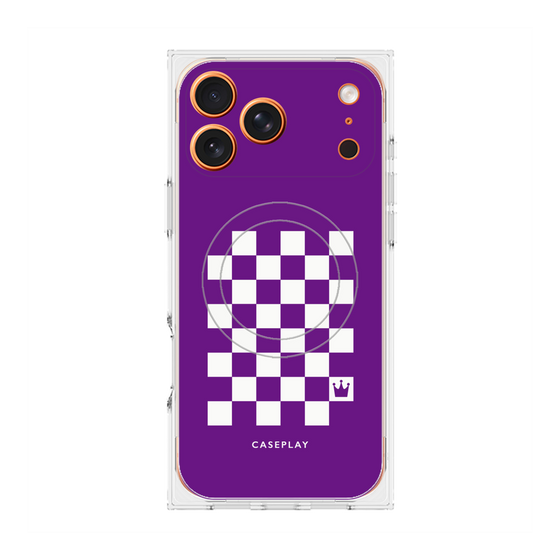 Premium Square Case with MagSafe［ Racing Checkered Flag Purple ］