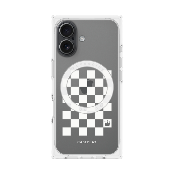 Premium Square Case with MagSafe［ Racing Checkered Flag White ］