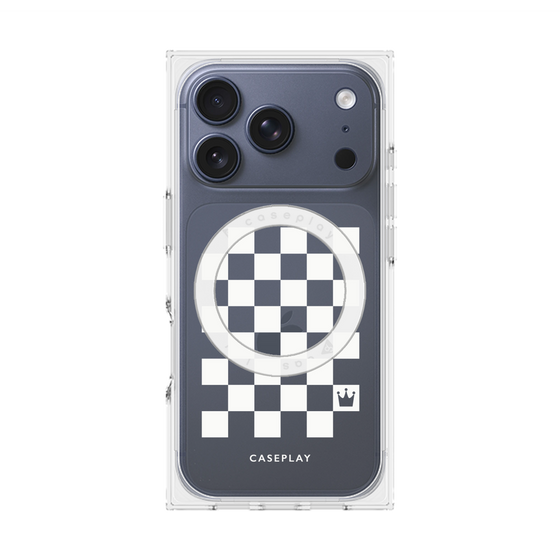 Premium Square Case with MagSafe［ Racing Checkered Flag White ］