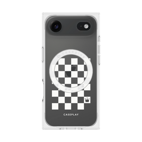 Premium Square Case with MagSafe［ Racing Checkered Flag White ］