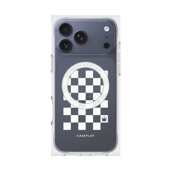 Premium Square Case with MagSafe［ Racing Checkered Flag White ］