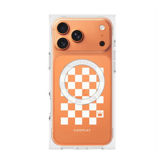 Premium Square Case with MagSafe［ Racing Checkered Flag White ］