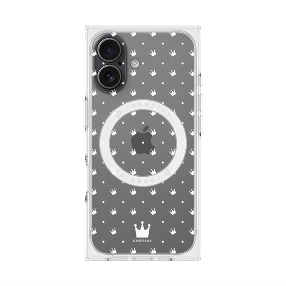 Premium Square Case with MagSafe［ CASEPLAY Crown Dots White ］