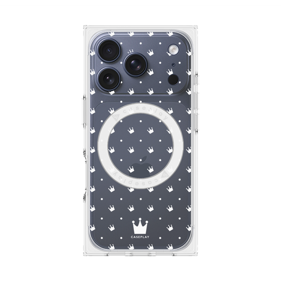 Premium Square Case with MagSafe［ CASEPLAY Crown Dots White ］
