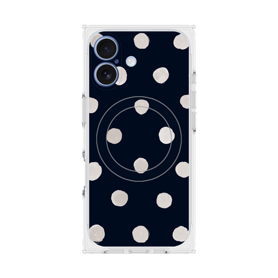 Premium Square Case with MagSafe［ Watercolor Dots Retro Color - Navy ］