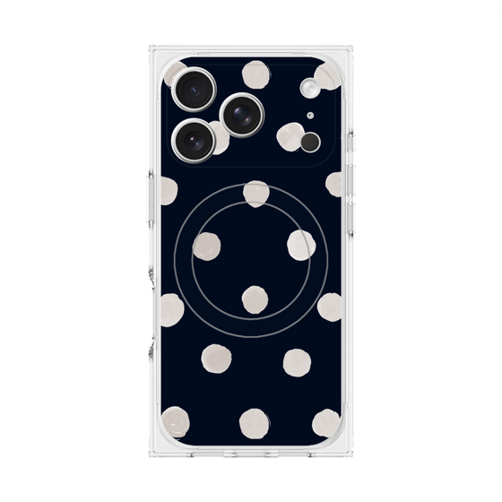 Premium Square Case with MagSafe［ Watercolor Dots Retro Color - Navy ］