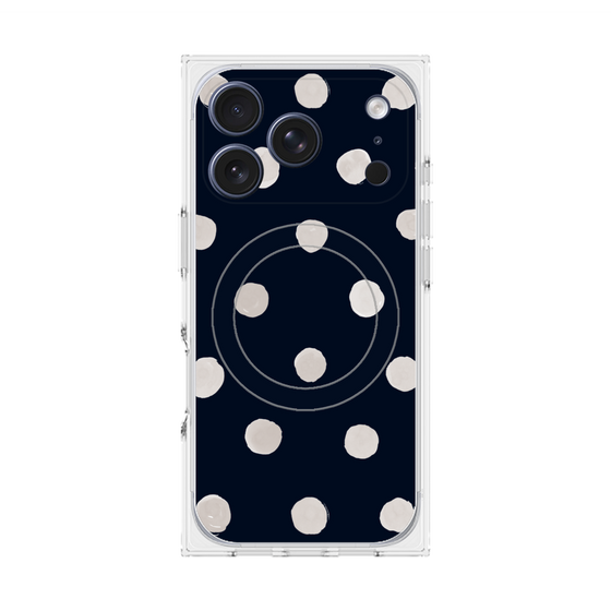 Premium Square Case with MagSafe［ Watercolor Dots Retro Color - Navy ］