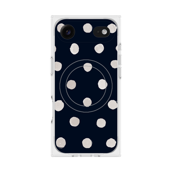 Premium Square Case with MagSafe［ Watercolor Dots Retro Color - Navy ］