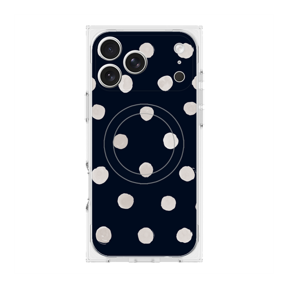 Premium Square Case with MagSafe［ Watercolor Dots Retro Color - Navy ］