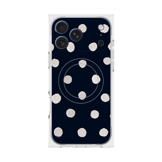 Premium Square Case with MagSafe［ Watercolor Dots Retro Color - Navy ］