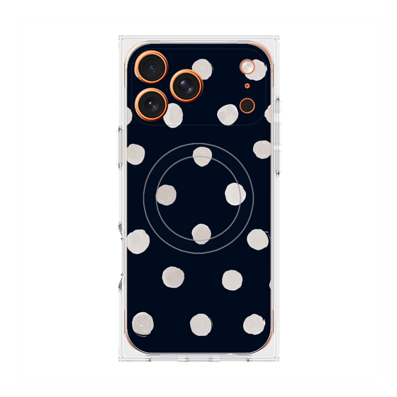 Premium Square Case with MagSafe［ Watercolor Dots Retro Color - Navy ］