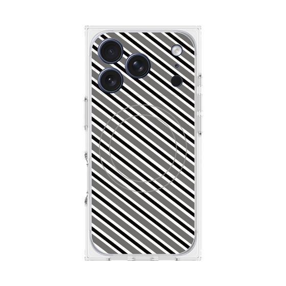 Premium Square Case with MagSafe［ Small Stripe - Gray × Black ］