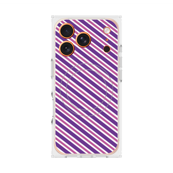 Premium Square Case with MagSafe［ Small Stripe - Purple × Pink ］