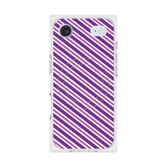 Premium Square Case with MagSafe［ Small Stripe - Purple × Pink ］