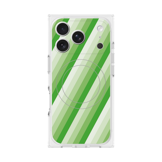 Premium Square Case with MagSafe［ Middle Stripe - Green ］