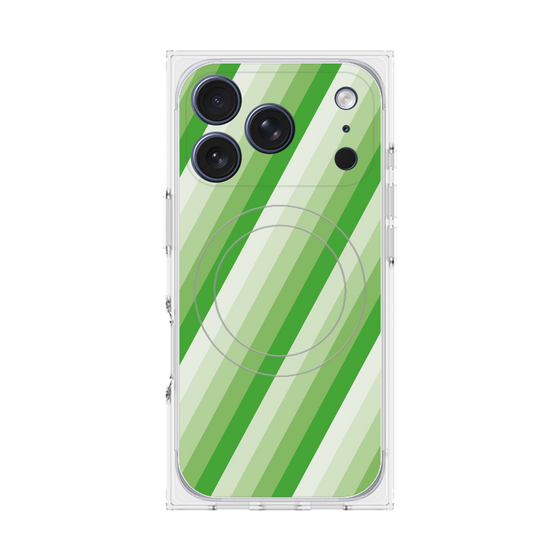 Premium Square Case with MagSafe［ Middle Stripe - Green ］