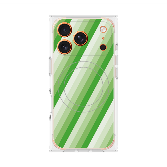 Premium Square Case with MagSafe［ Middle Stripe - Green ］