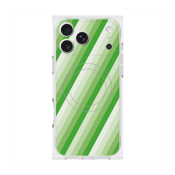 Premium Square Case with MagSafe［ Middle Stripe - Green ］