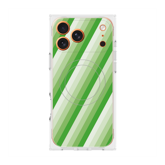 Premium Square Case with MagSafe［ Middle Stripe - Green ］