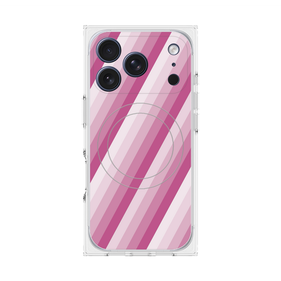 Premium Square Case with MagSafe［ Middle Stripe - Pink ］