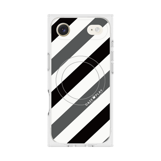 Premium Square Case with MagSafe［ Big Stripe - Black × Gray ］