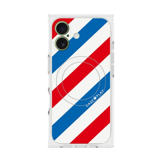 Premium Square Case with MagSafe［ Big Stripe - Red × Blue ］