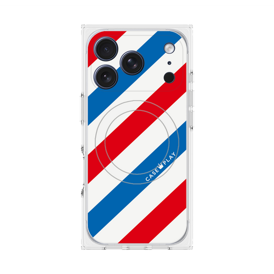 Premium Square Case with MagSafe［ Big Stripe - Red × Blue ］
