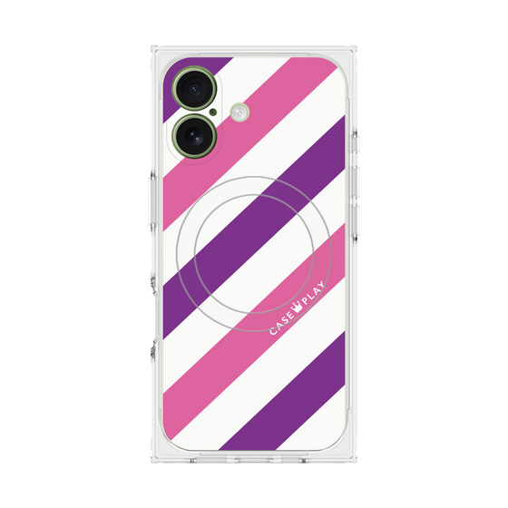 Premium Square Case with MagSafe［ Big Stripe - Purple × Pink ］