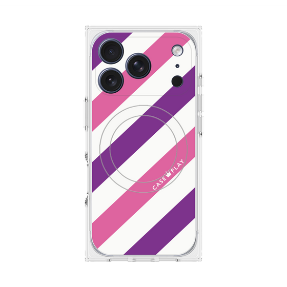Premium Square Case with MagSafe［ Big Stripe - Purple × Pink ］