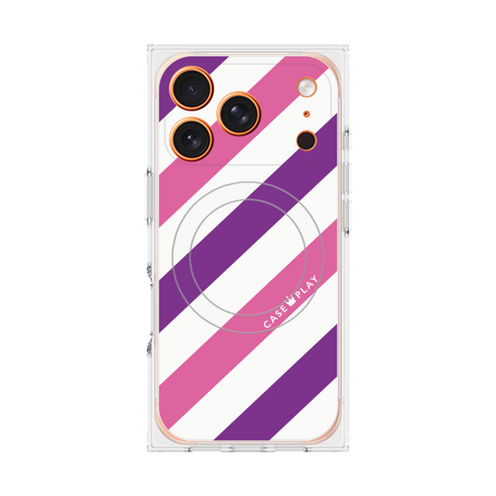 Premium Square Case with MagSafe［ Big Stripe - Purple × Pink ］