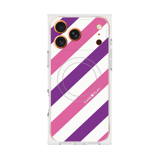 Premium Square Case with MagSafe［ Big Stripe - Purple × Pink ］