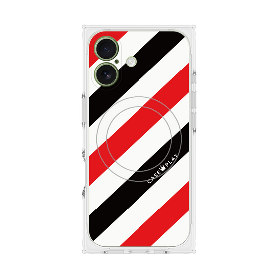 Premium Square Case with MagSafe［ Big Stripe - Red × Black ］
